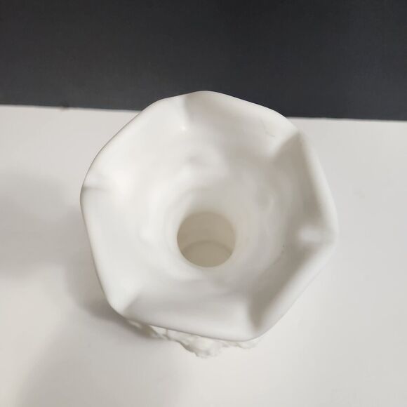 Vtg Orginal Doeskin Finish Loganberry Pattern Milk Glass Vase 10 in. - Picture 2 of 11